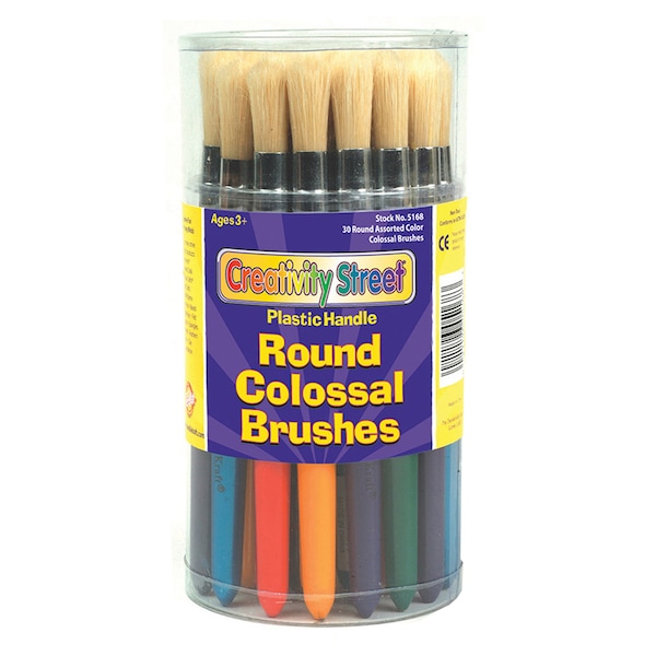 Creativity Street Colossal Brushes, Round, Assorted Colors, 7.25" Long, PK30 PAC5168 - main